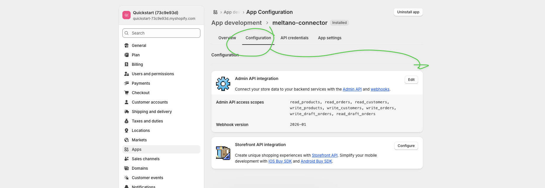 Configuration tab and Edit button